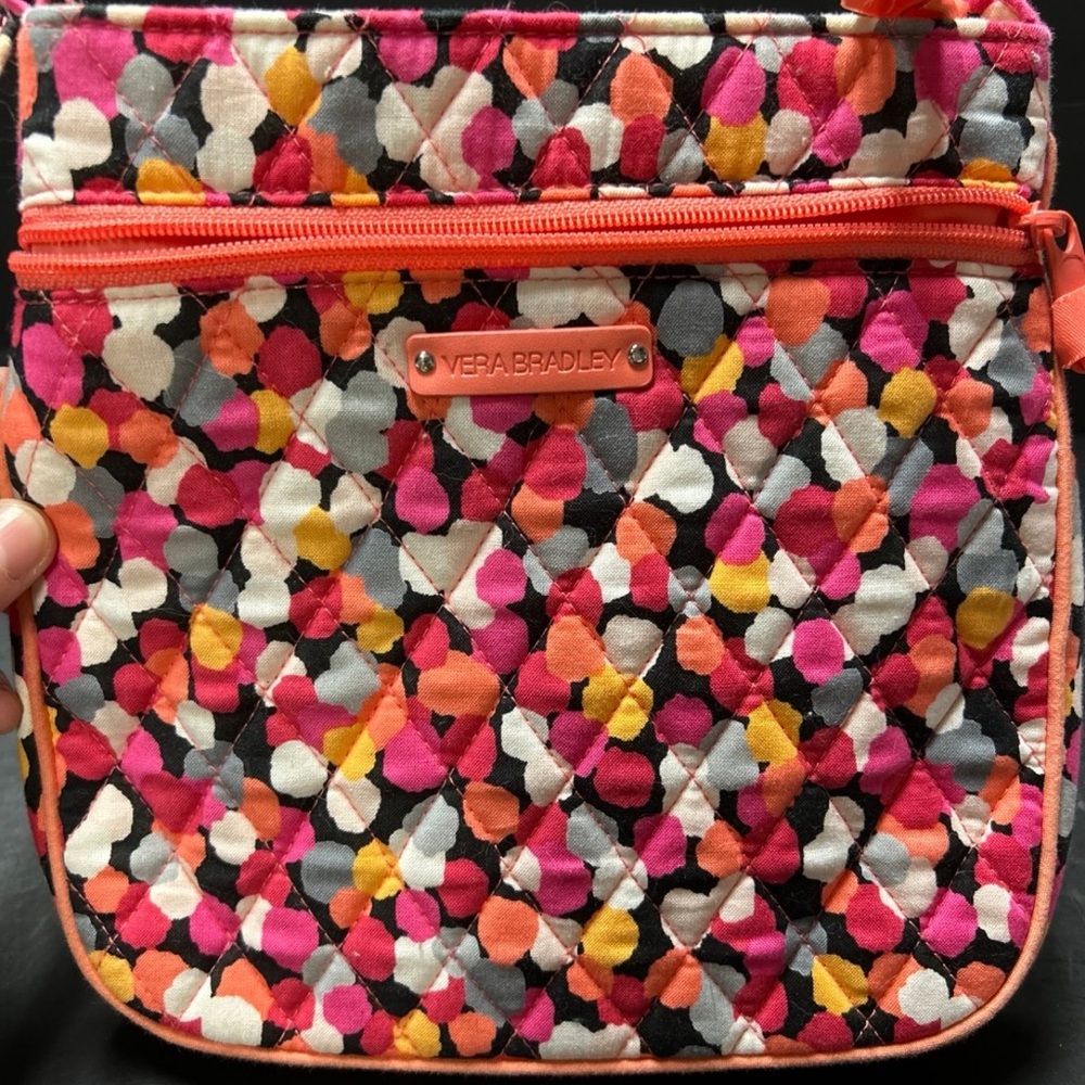 Vera Bradley Coral Pink Yellow Multi Quilted Cosmetic Crossbody
